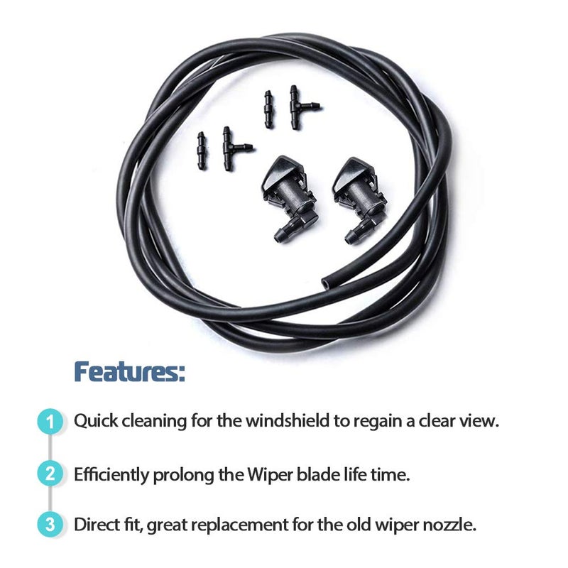 Apeixoto Front Windshielf Washer Nozzle Compatible with Hose Kits for 2008-2012 Liberty 2006-2010 Commander 2007-2011 Dodge Nitro Spray Replacement 55157319AA, 4806312AA - Image 2